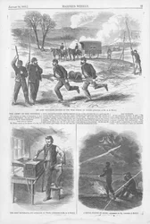 The Army Telegraph - Setting Up the Wire During an Action, Harper